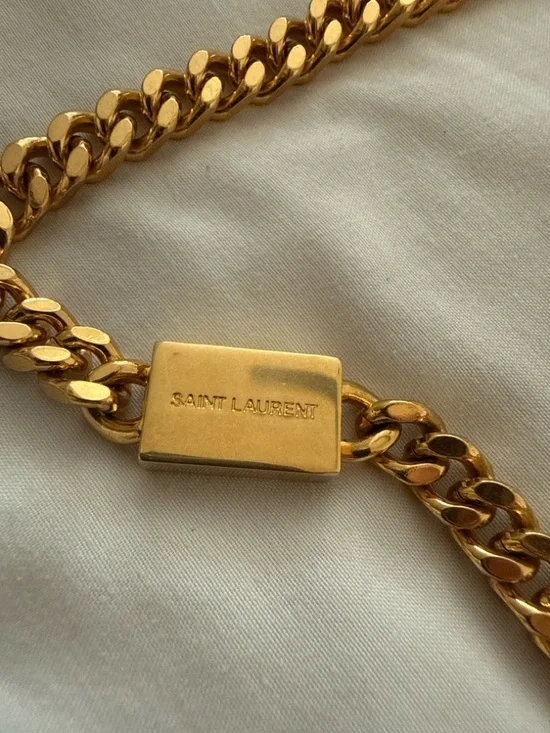 Saint Laurent Taupe Beige Leather Chain Shoulder Bag with Gold Hardware - Picture 5 of 9